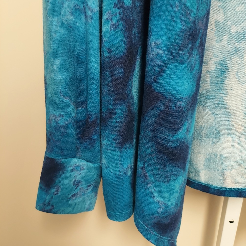 Colleen Lopez Blue Marble Tie Dye Open Front Tie Cardigan XL Transitional Layer - Picture 4 of 8